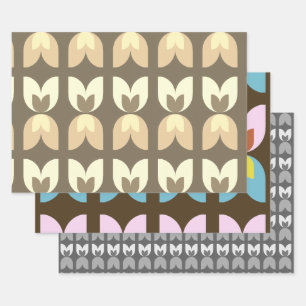 Retro Tulp Herfst Kleuren Inpakpapier Vel