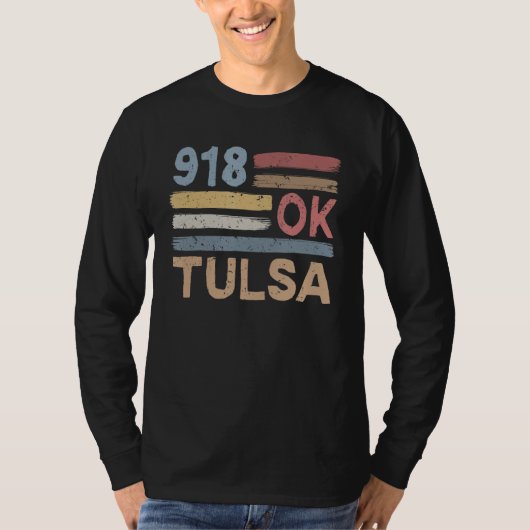 Retro Tulsa netnummer 918 Ingezetenen Staat Oklaho T-shirt (Voorkant)
