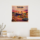 Retro Tulsa Oklahoma Route 66 Reis Scene Poster (Keuken)