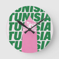 Retro Tunesië Klok Poster | Vintage Reis-Inspirati