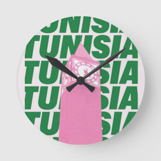 Retro Tunesië Klok Poster | Vintage Reis-Inspirati