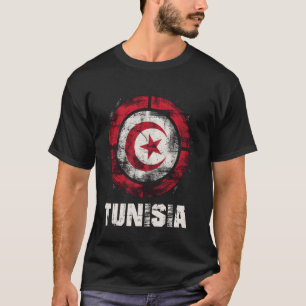 Retro Tunesië Sportieve Vlag en Nationaal Embleem T-shirt