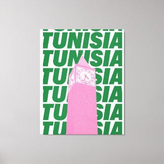 Retro Tunisia Clock Poster | Vintage Travel-Inspir Canvas Afdruk