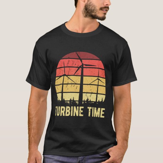  retro Turbine Time Wind Turbine Energy Win T-shirt (Voorkant)