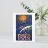  retro Turijn wintersport Italiaans reizen Briefkaart (Staand voorkant)