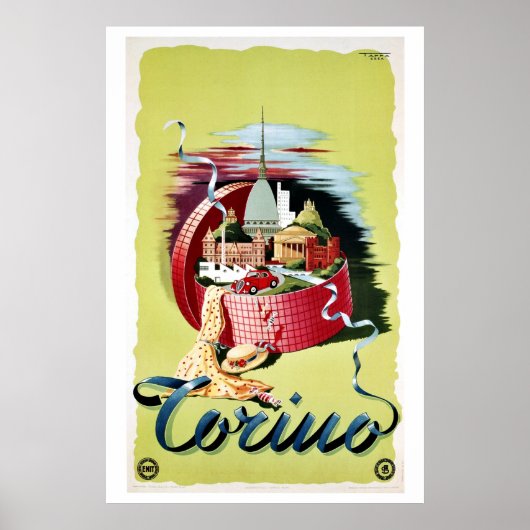  retro Turin Torino Italiaanse reisfoto Poster (Voorkant)