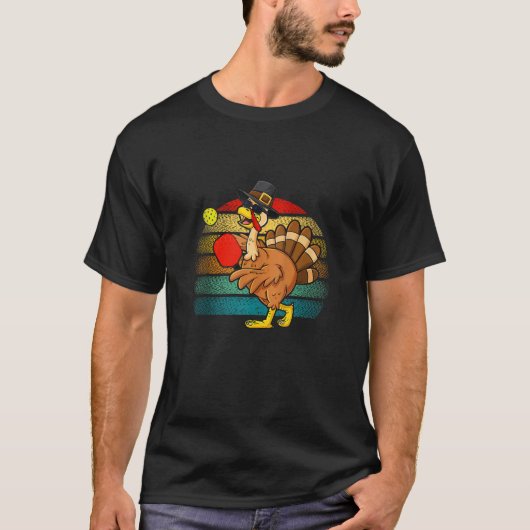 Retro Turkey Pickleball Ball Autumn Fall Vibes Tha T-shirt (Voorkant)