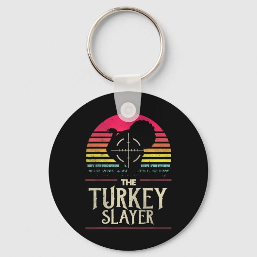 Retro Turkey Slayer Sunset  Hunting Turkey Sleutelhanger (Voorkant)