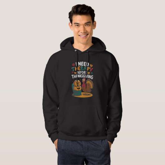 Retro Turkey Therapy Hoodie (Voorkant volledig)