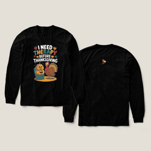 Retro Turkey Therapy  Tri-Blend Shirt (Voorkant /achterkant)