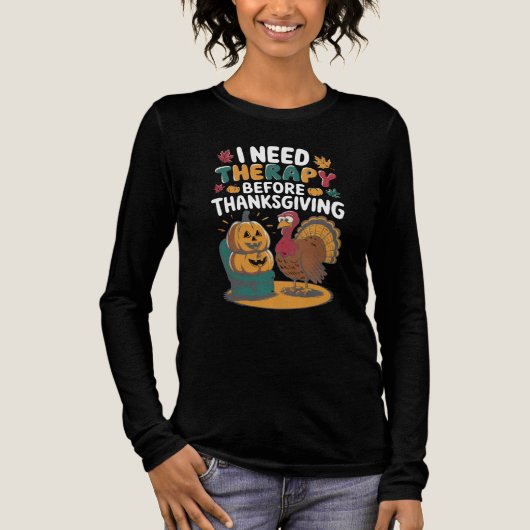 Retro Turkey Therapy  Tri-Blend Shirt (Voorkant)