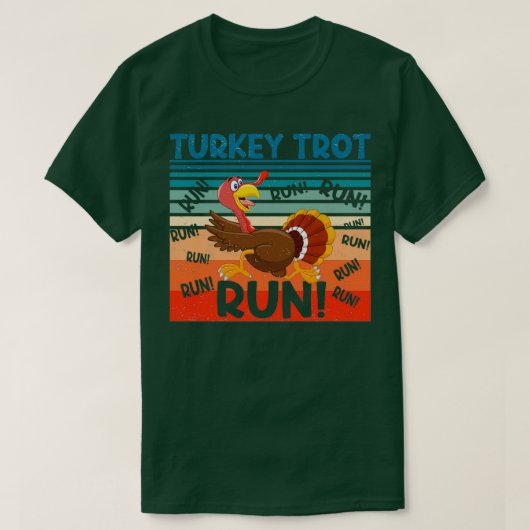Retro  TURKEY TROT RUN Funny Thanksgiving T T-shirt (Design voorkant)