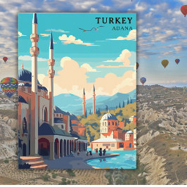 Retro Turkije Adana Waterverf Reizen Briefkaart