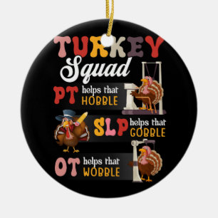 Retro Turkije Squad Thanksgiving SLP OT PT Therapi Keramisch Ornament