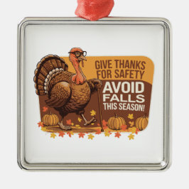 Retro Turkije Veiligheid - Thanksgiving Metalen Ornament