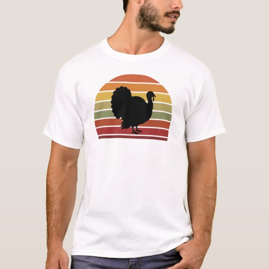 Retro Turkije Vintage Zonsondergang Thanksgiving T T-shirt (Voorkant)