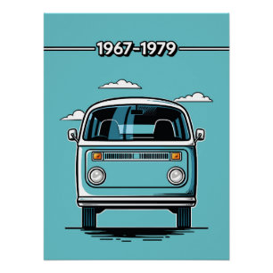 Retro Turkoois Klassieke Van Voor Pop Art Illustra Perfect Poster