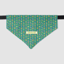 Retro Turkoois Patchwork Bloem Motief Custom Mediu