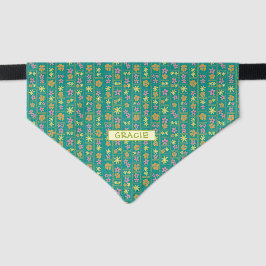 Retro Turkoois Patchwork Bloem Motief Custom Mediu