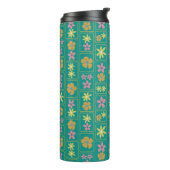 Retro Turkoois Patchwork Bloemmotief Thermosbeker (Gedraaid links)