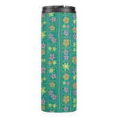 Retro Turkoois Patchwork Bloemmotief Thermosbeker (Achterkant)