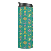 Retro Turkoois Patchwork Bloemmotief Thermosbeker (Geroteerd rechts)