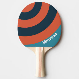 Retro Turkoois Spetter Cirkel Streep met Naam Tafeltennisbatje