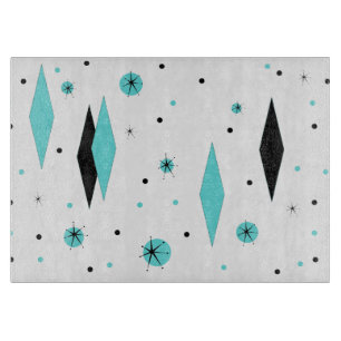 Retro Turkooise Diamanten & Scherpe Raad Starburst Snijplank