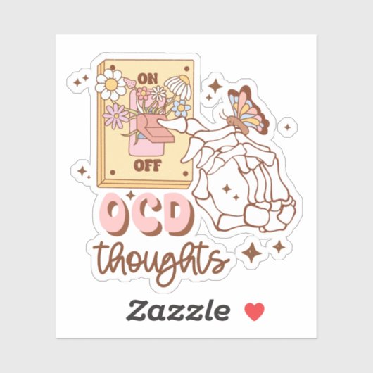  Retro “Turning Off OCD” Mental Health Awareness Sticker (Vel)