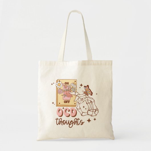  Retro “Turning Off OCD” Mental Health Awareness Tote Bag (Voorkant)