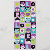 Retro Turquesa y Morado Estampado Geométrico Boda Menu (Achterkant)