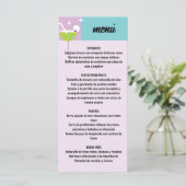 Retro Turquesa y Morado Estampado Geométrico Boda Menu (Staand voorkant)