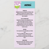 Retro Turquesa y Morado Estampado Geométrico Boda Menu (Voorkant)