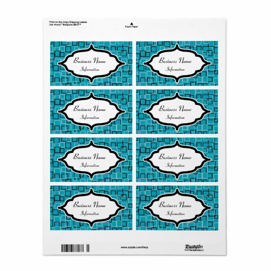 Retro Turquoise Aangepaste Labels (Full Sheet)