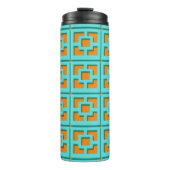 Retro Turquoise and Orange Trellis Thermal Tumbler Thermosbeker (Voorkant)