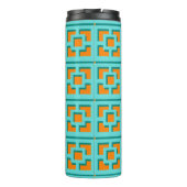 Retro Turquoise and Orange Trellis Thermal Tumbler Thermosbeker (Achterkant)