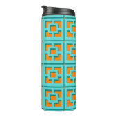 Retro Turquoise and Orange Trellis Thermal Tumbler Thermosbeker (Geroteerd rechts)