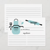 Retro Turquoise Apron Kitchen Tools Recipcard Briefkaart (Voorkant / Achterkant)