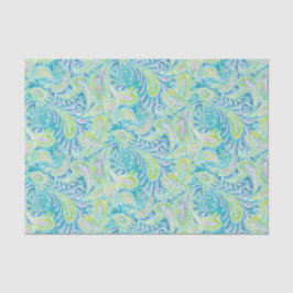 Retro Turquoise Aqua Pink Paisley Pattern Tissuepapier