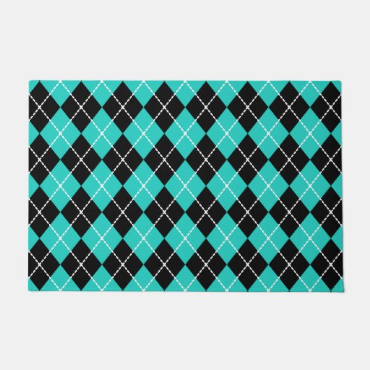 Retro Turquoise Argyle Deurmat Tapijt Gift (Voorkant)