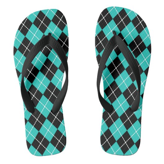 Retro Turquoise Argyll Flip Flops (Voetbed)