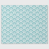 Retro turquoise art deco fans patroon cadeaupapier (Vlak)