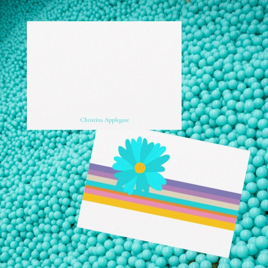 Retro Turquoise Baby Meisje Douche Dank u Bedankkaart