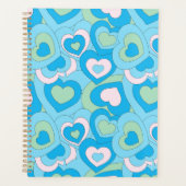 Retro Turquoise Blauwe Hart Planner (Voorkant)