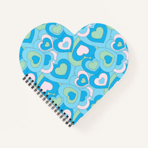 Retro Turquoise Blauwe Hart Spiraal Notitieboek