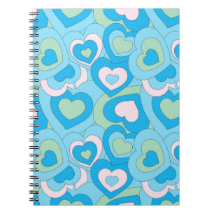 Retro Turquoise Blauwe Hart Spiraal Notitieboek