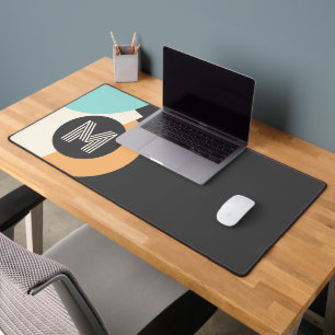 Retro Turquoise Blauwgroen Blauw Geel Zwart Grijs Bureaumat