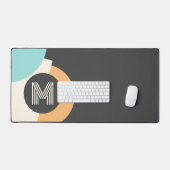 Retro Turquoise Blauwgroen Blauw Geel Zwart Grijs Bureaumat (Keyboard & Muis)