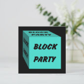 Retro Turquoise Block Party Social Invitation Kaart (Staand voorkant)