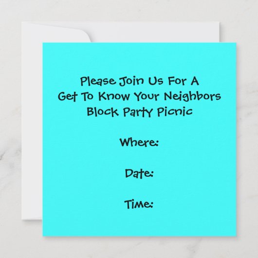 Retro Turquoise Block Party Social Invitation Kaart (Achterkant)